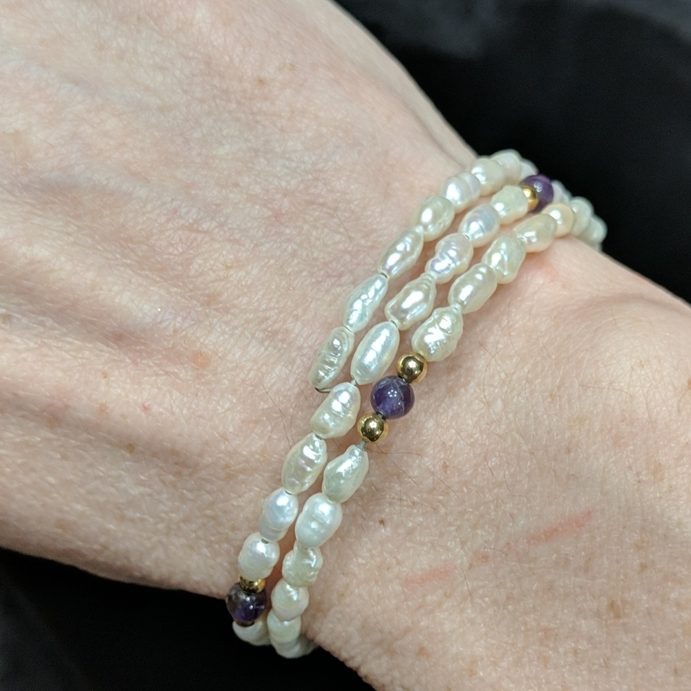 Freshwater pearl wrap bracelet